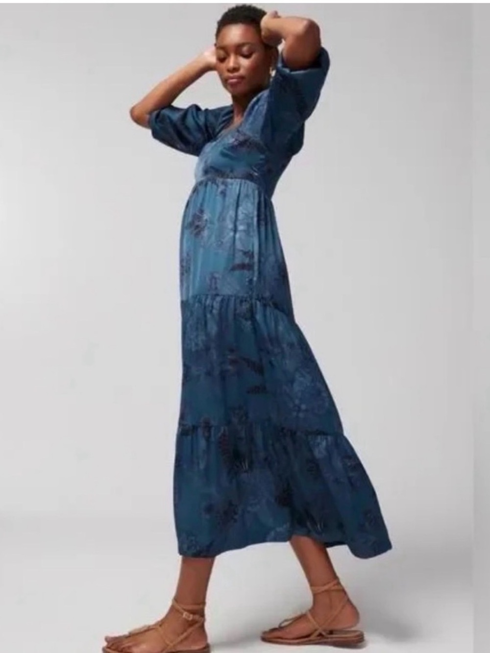 Soma Paloma Floral Blue Tiered Maxi Dress